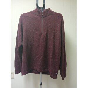 Woolrich Wool 1/4 Zip Long Sleeve Pullover Sweater Mens Large- Red -